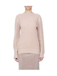 PULL GROSSE MAILLE COTELE ROSE FISHERMAN ROUND NECK RP02F 5647 KWVH 23 RICK OWENS FEMME