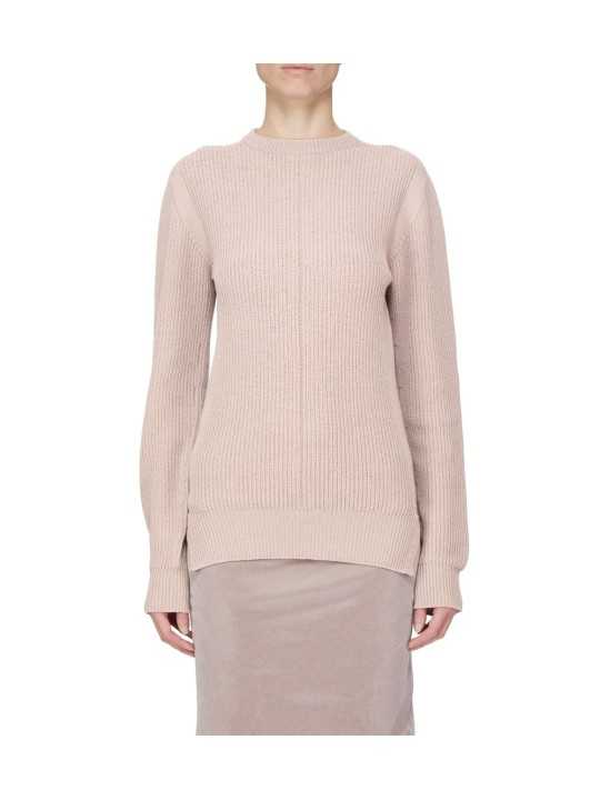 PULL GROSSE MAILLE COTELE ROSE FISHERMAN ROUND NECK RP02F 5647 KWVH 23 RICK OWENS FEMME
