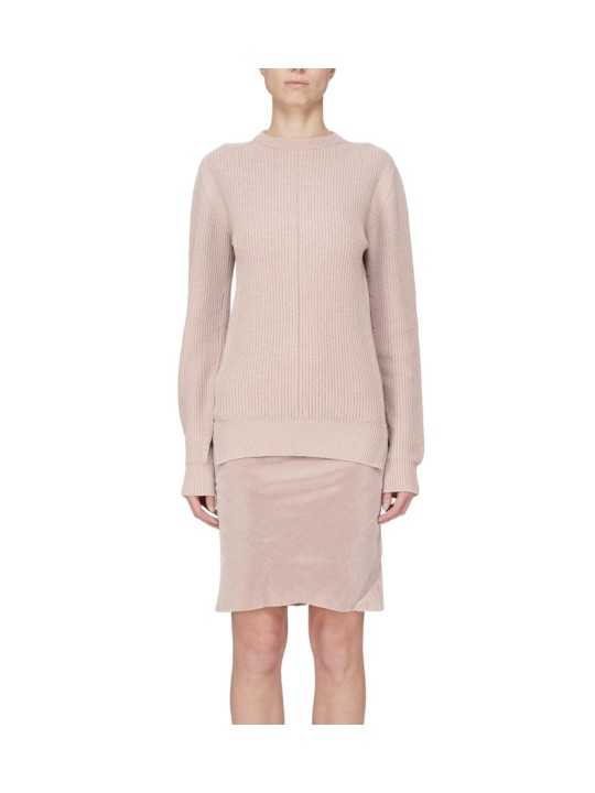 PULL GROSSE MAILLE COTELE ROSE FISHERMAN ROUND NECK RP02F 5647 KWVH 23 RICK OWENS FEMME BOUTIQUE vêtement look