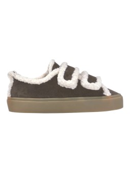 Baskets fourrées choco Shearling Low Velcro Dark Brown Inuikii femme 001-0231-152 boutique Strasbourg mode shoes sneakers