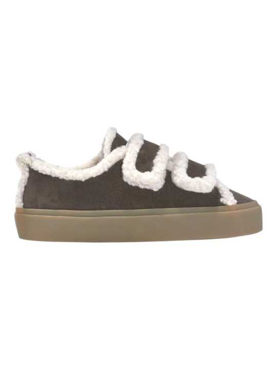 Baskets fourrées choco Shearling Low Velcro Dark Brown Inuikii femme 001-0231-152 boutique Strasbourg mode shoes sneakers