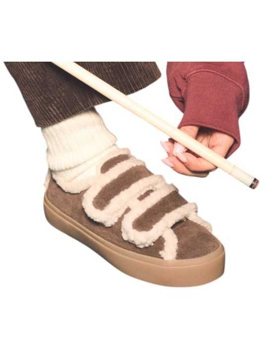 Baskets fourrées choco Shearling Low Velcro Dark Brown Inuikii femme 001-0231-152 boutique Strasbourg mode shoes sneakers 4