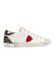 Sneakers Paris cuir blanc spoiler léopard Philippe Model Femme PRLD VXA1 baskets boutique Strasbourg online store shop style