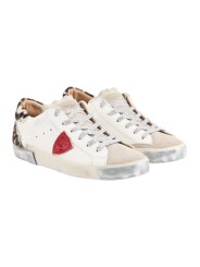Sneakers Paris cuir blanc spoiler léopard Philippe Model Femme PRLD VXA1 baskets boutique Strasbourg online store shop profil