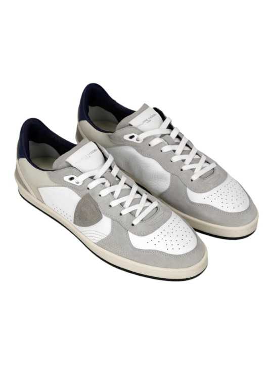 SNEAKERS PGAL CUIR BLANC SUEDE TAUPE PGLU VD02 PHILIPPE MODEL HOMME boutique Strasbourg baskets shop store online profil