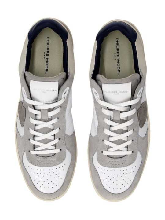 SNEAKERS PGAL CUIR BLANC SUEDE TAUPE PGLU VD02 PHILIPPE MODEL HOMME boutique Strasbourg baskets shop store online vue