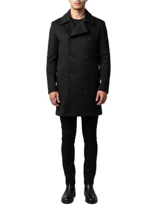 Caban long zips côtés noir autocoat Ungaro Homme U1030 L5077 80 boutique vêtement mode Strasbourg France store shop look
