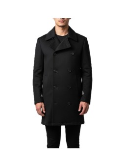 Caban long zips côtés noir autocoat Ungaro Homme U1030 L5077 80 boutique vêtement mode Strasbourg France store shop front