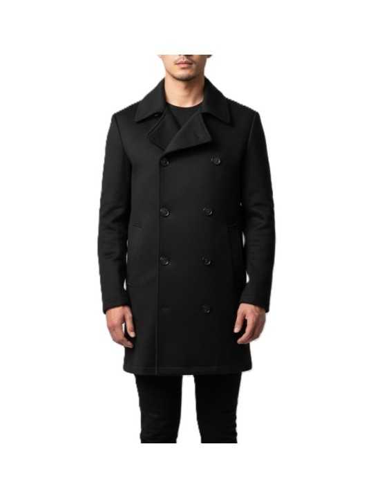 Caban long zips côtés noir autocoat Ungaro Homme U1030 L5077 80 boutique vêtement mode Strasbourg France store shop front