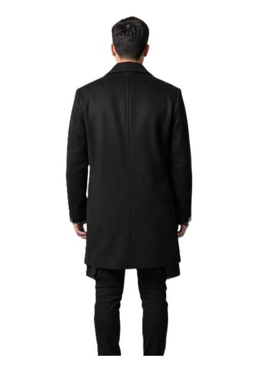 Caban long zips côtés noir autocoat Ungaro Homme U1030 L5077 80 boutique vêtement mode Strasbourg France store shop dos