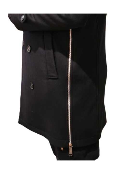 Caban long zips côtés noir autocoat Ungaro Homme U1030 L5077 80 boutique vêtement mode Strasbourg France store shop zoom