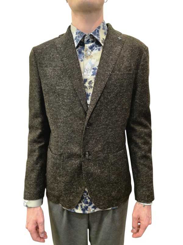Veste jersey chevron fondu choco laine poly Ungaro Homme U2086J G5727 60 boutique Strasbourg mode vêtement shop concept store f