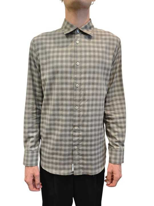 Chemise carreaux beige sable Baldessarini Homme B3 56017 4009 9526 boutique Strasbourg mode vêtement shop concept store front