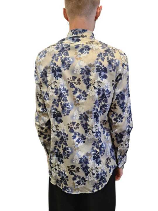 Chemise sable fleurs bleues blanc Ungaro Homme U4001 C5616 18 boutique Strasbourg mode vêtement shop concept store shirt back
