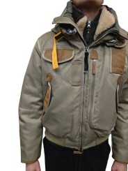 Doudoune Gobi 20 ans sable cognac col fourrure Parajumpers PJS Homme PMJKBB01 0136 Boutique Strasbourg mode vêtement shop détail