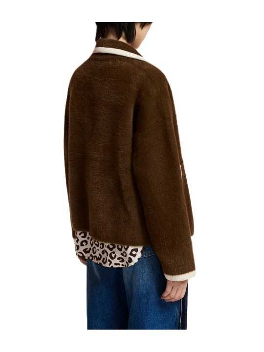 GILET VESTE POLAIRE MARRON LISERE ECRU KUGAR BA08 ESSENTIEL ANTWERP Strasbourg Fashion back