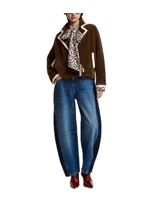 GILET VESTE POLAIRE MARRON LISERE ECRU KUGAR BA08 ESSENTIEL ANTWERP Strasbourg Fashion look