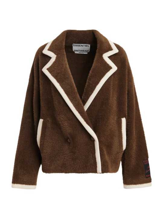 GILET VESTE POLAIRE MARRON LISERE ECRU KUGAR BA08 ESSENTIEL ANTWERP Strasbourg Fashion flat