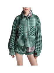 SUR CHEMISE CARREAUX VERT NOIR ECRU LAINE KITTEN K2KQ Strasbourg Fashion boutique mode vêtement f