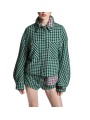 SUR CHEMISE CARREAUX VERT NOIR ECRU LAINE KITTEN K2KQ Strasbourg Fashion boutique mode vêtement f