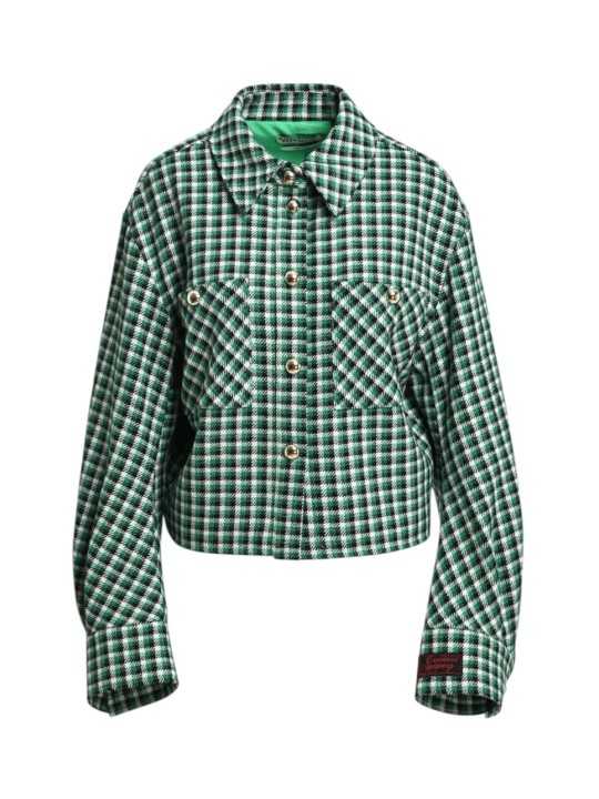SUR CHEMISE CARREAUX VERT NOIR ECRU LAINE KITTEN K2KQ Strasbourg Fashion boutique mode vêtement f
