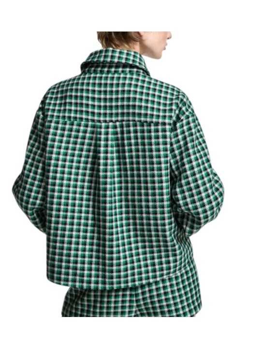 SUR CHEMISE CARREAUX VERT NOIR ECRU LAINE KITTEN K2KQ Strasbourg Fashion boutique mode vêtement d