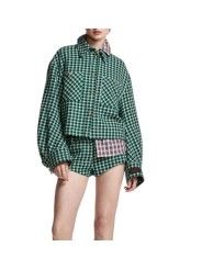 SUR CHEMISE CARREAUX VERT NOIR ECRU LAINE KITTEN K2KQ Strasbourg Fashion boutique mode vêtement l