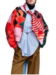 BOMBER NEOPRANE IMPRIME PSY ORANGE ROSE VERT KIVA K1FS Jacket Strasbourg Concept look