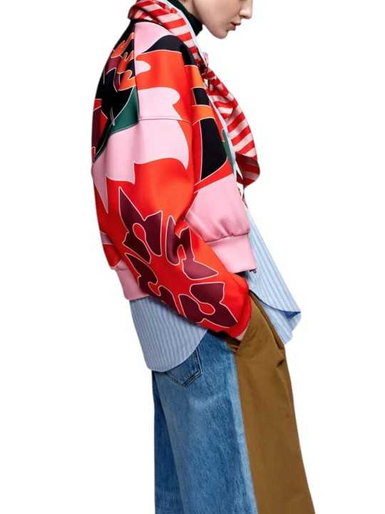 BOMBER NEOPRANE IMPRIME PSY ORANGE ROSE VERT KIVA K1FS Jacket Strasbourg Concept côté