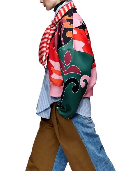 BOMBER NEOPRANE IMPRIME PSY ORANGE ROSE VERT KIVA K1FS Jacket Strasbourg Concept côté 1
