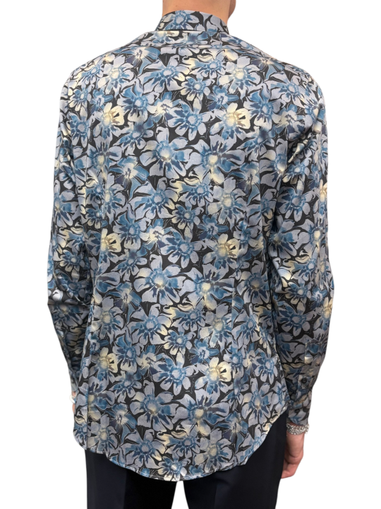 CHEMISE CHOCO FLEURS BLEUES SLIM U4002 C5618 50 UNGARO HOMME STRASBOURG dos
