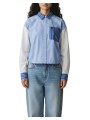 Chemise courte liens patch bleu écru KOZEF K1SK Essentiel Antwerp femme boutique Strasbourg shop mode vêtement face