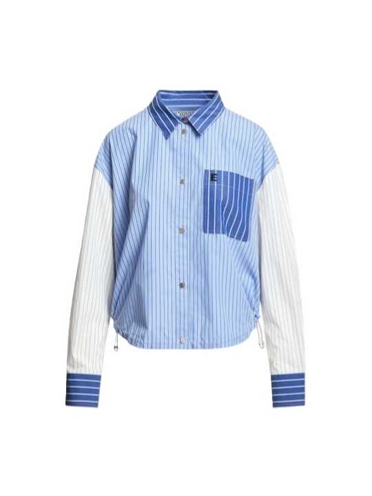 Chemise courte liens patch bleu écru KOZEF K1SK Essentiel Antwerp femme boutique Strasbourg shop mode vêtement flat