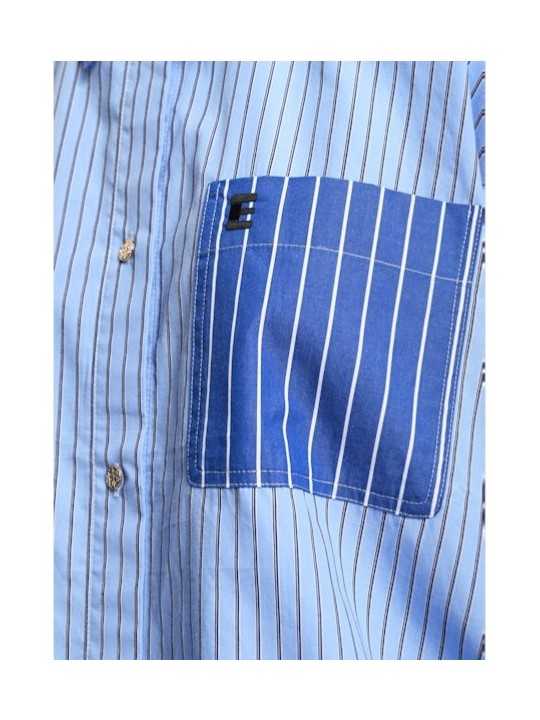 Chemise courte liens patch bleu écru KOZEF K1SK Essentiel Antwerp femme boutique Strasbourg shop mode vêtement détail