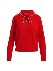 Polo orange laine cachemire col perles KASA K4FS Essentiel Antwerp femme boutique Strasbourg shop mode vêtement flat