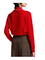 Polo orange laine cachemire col perles KASA K4FS Essentiel Antwerp femme boutique Strasbourg shop mode vêtement dos
