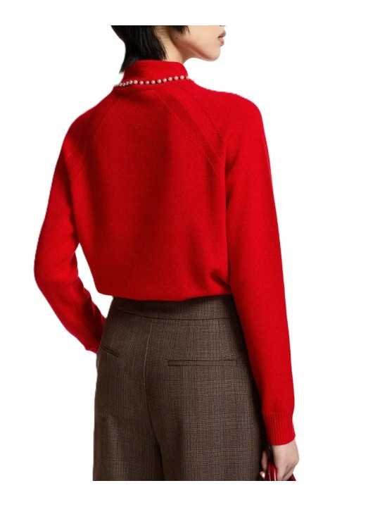 Polo orange laine cachemire col perles KASA K4FS Essentiel Antwerp femme boutique Strasbourg shop mode vêtement dos