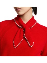 Polo orange laine cachemire col perles KASA K4FS Essentiel Antwerp femme boutique Strasbourg shop mode vêtement col