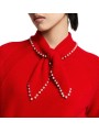 Polo orange laine cachemire col perles KASA K4FS Essentiel Antwerp femme boutique Strasbourg shop mode vêtement col