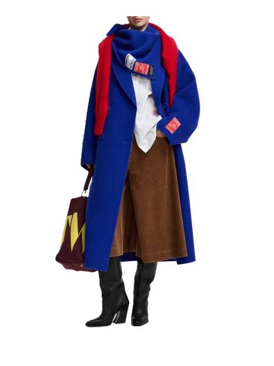 Châle bleu roi manteau KAAP II22 Essentiel Antwerp femme boutique Strasbourg mode shop look2