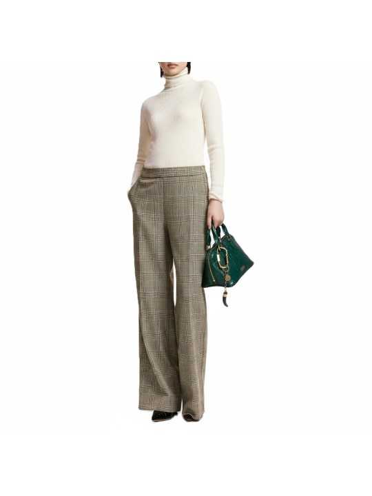 Pull col roulé écru sous robe carreaux KELMUSE2 0W01 Essentiel Antwerp femme Strasbourg mode vêtement boutique shop l