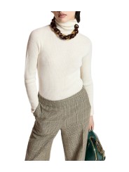 Pull col roulé écru sous robe carreaux KELMUSE2 0W01 Essentiel Antwerp femme Strasbourg mode vêtement boutique shop s