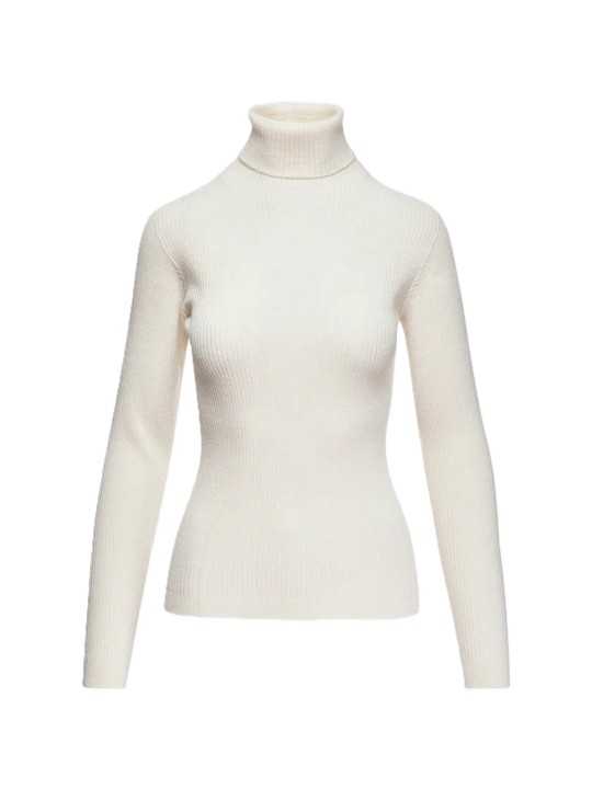 Pull col roulé écru sous robe carreaux KELMUSE2 0W01 Essentiel Antwerp femme Strasbourg mode vêtement boutique shop f