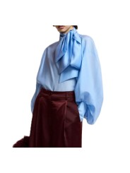 Blouse voile bleu ciel oversize KARISMATIC SK18 Essentiel Antwerp femme boutique Strasbourg mode vêtement shop fashion look