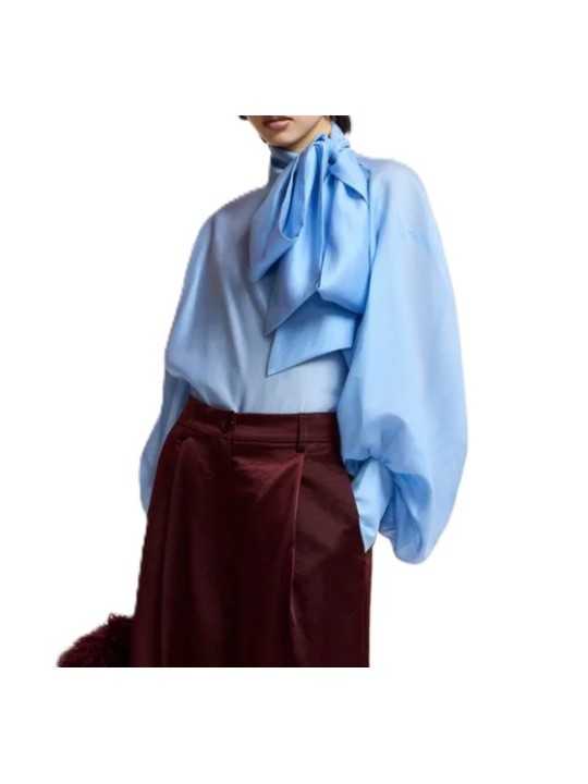 Blouse voile bleu ciel oversize KARISMATIC SK18 Essentiel Antwerp femme boutique Strasbourg mode vêtement shop fashion look