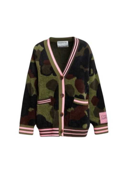 CARDIGAN CAMO LISERE ROSE FLUO KAMOO K1DA ESSENTIEL ANTWERP Strasbourg fashion plat