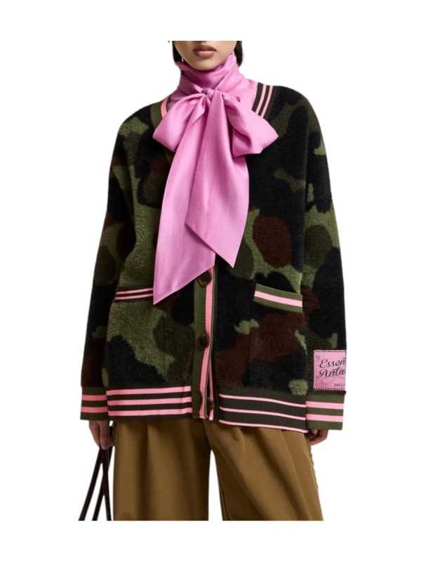 CARDIGAN CAMO LISERE ROSE FLUO KAMOO K1DA ESSENTIEL ANTWERP Strasbourg fashion front
