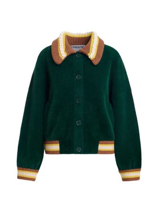 GILET DOUX VERT COL PERLE JAUNE CAMEL KAMORE K1FW ESSENTIEL ANTWERP Strasbourg Fashion boutique mode vêtement f
