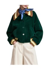GILET DOUX VERT COL PERLE JAUNE CAMEL KAMORE K1FW ESSENTIEL ANTWERP Strasbourg Fashion boutique mode vêtement