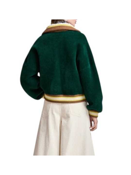 GILET DOUX VERT COL PERLE JAUNE CAMEL KAMORE K1FW ESSENTIEL ANTWERP Strasbourg Fashion bouique mode vêtement d